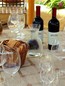 Wine tasting table setting