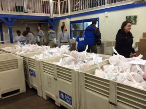 Turkey donations at the Sacramento Food Bank. 