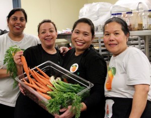 Members of the Lodi Unified School District's nutrition services team at Delta Sierra Middle School in Stockton
