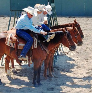 Three riders on horseback