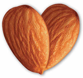 Almonds shaped as a heart