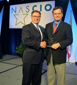 CDFA Director of Information Technology Robert Schmidt (R) and NASCIO President Dugan Petty.