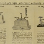 This advertisement shows a range of scales for use with various dairy products. (undated; likely from the mid 1920s or early 1930s)