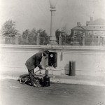 "An Inspector of Weights & Measures testing a gasoline meter with a Seraphin Field Standard." (undated)